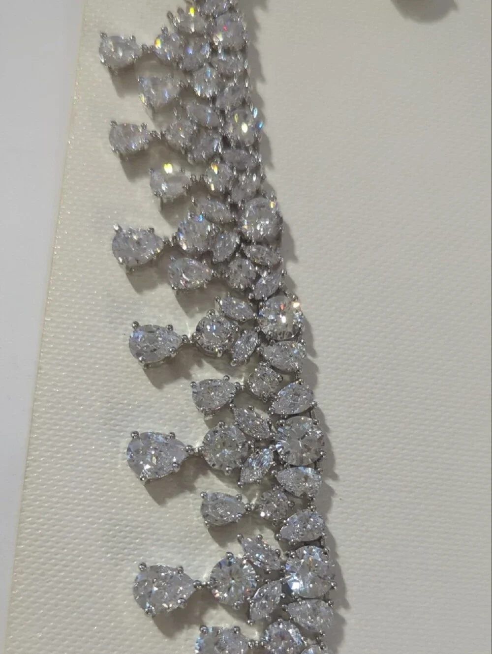 Bridal SilverCubic Zirconia Teardrop Necklace & Earring Set - High Quality Of CZ